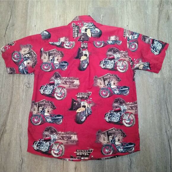 North River Outfitters Classic Motorcycle All Over Print Shirt Men's Size Medium - Picture 3 of 3